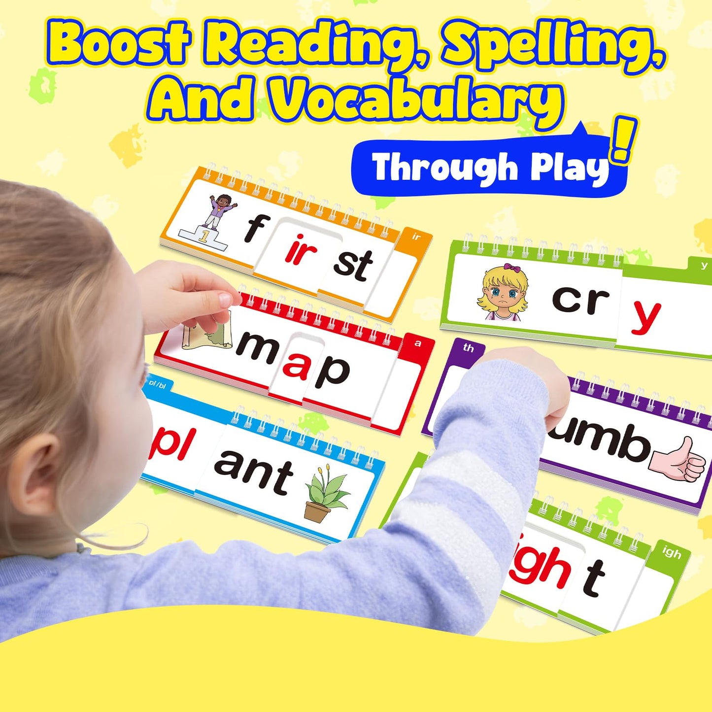 40 Read and Rhyme Flip Books,Phonics Word Family Build Book Learn to Read Phonics Flash Cards,Sight Words Flash Cards Kindergarten Reading Books,Flip Book Word Games for Preschool Learning Activities