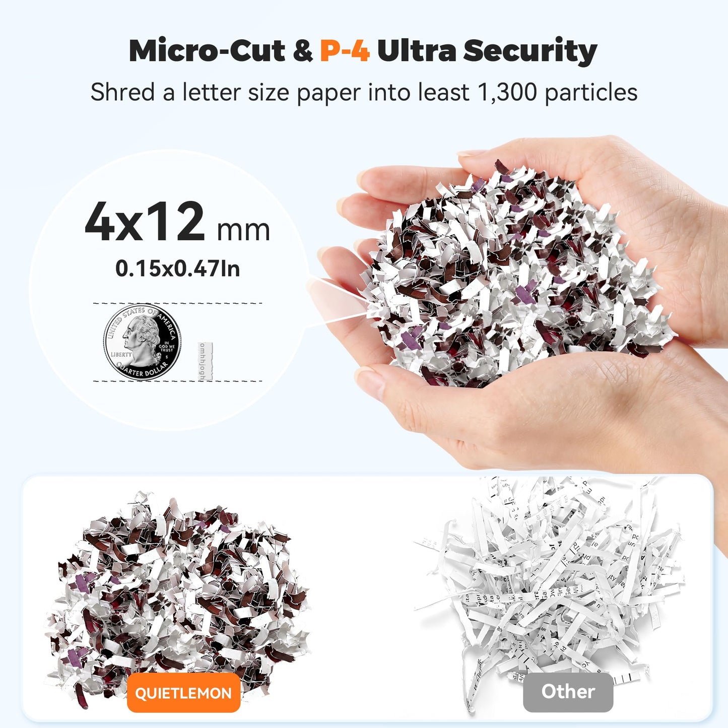 QUIETLEMON 120-Sheet Auto Feed Paper Shredder, 40 Min Non-Stop, Shredders for Home Office Heavy Duty, P-4 Ultra Security Shredder for Home Office, Cross-Cut with Wheels, 5.28 Gal Bin, <63 dB (OL287)
