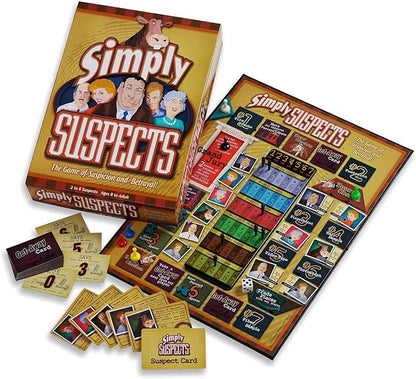 Simply Suspects - The Game of Suspicion &amp Betrayal - Fast-Paced Hidden Identity Detective Board Game - Family Fun for Ages 8+ 2-6 Players