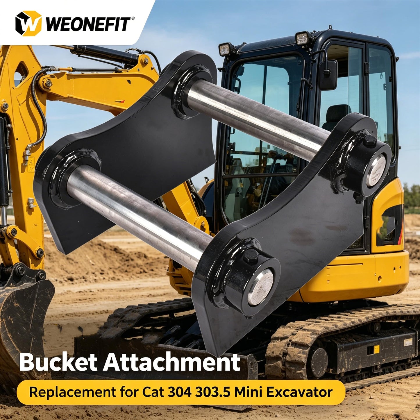 WEONEFIT Weld On Bucket Attachment Ears with Pins, 40mm 7-13/16" C-C Center to Center, Heavy Duty Steel Bucket Ear Replacement for Cat 303.5 304 Mini Excavator