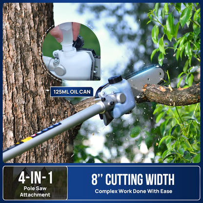 Wild Badger Power 40V Brushless Weed Wacker, String Trimmer/Edger, Hedge Trimmer and Brush Cutter Blade, Pole Saw, Attachment Capable 4-in-1 Multi-Tool Kit with 1 * 40V 4Ah Battery and 1*Charger