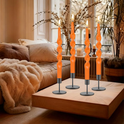 4 Pack Orange Taper Candle 10 inch Twisted Candles Unscented for Christmas Halloween Dinner Wedding Home Decor, Relaxation & All Occasions
