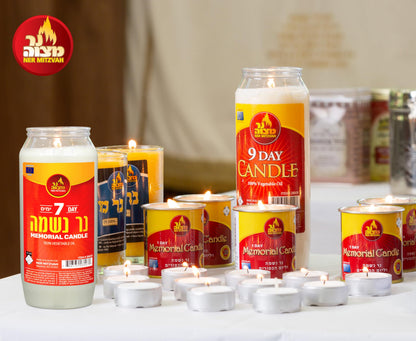 Ner Mitzvah 7 Day Yartzeit Candle - 10 Pack Kosher Yahrtzeit Memorial and Yom Kippur Candle in Plastic Holder