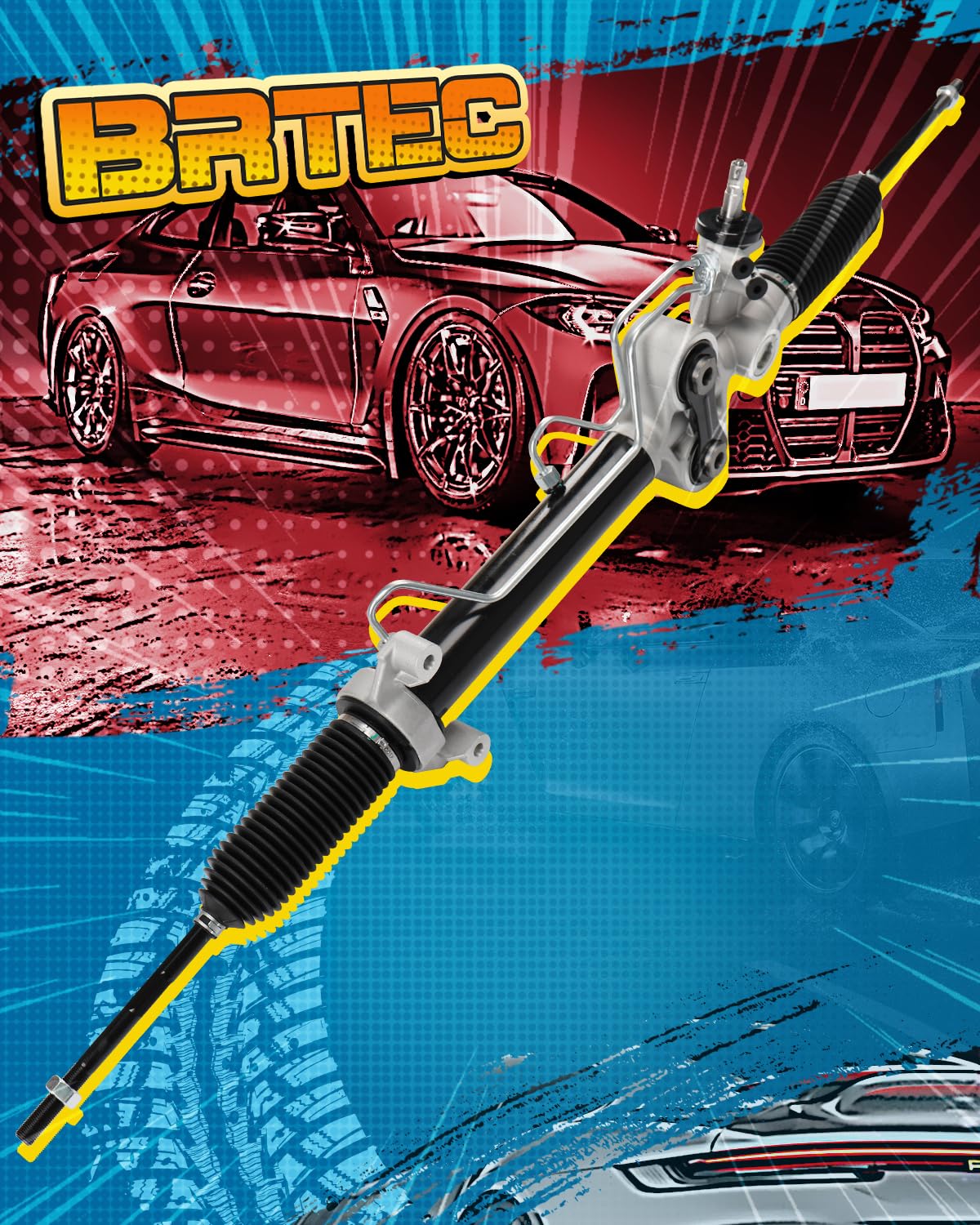 BRTEC 22-1036 Hydraulic Power Steering Rack and Pinion Assembly Compatible for 2007-2013 Silverado 1500 Sierra 1500