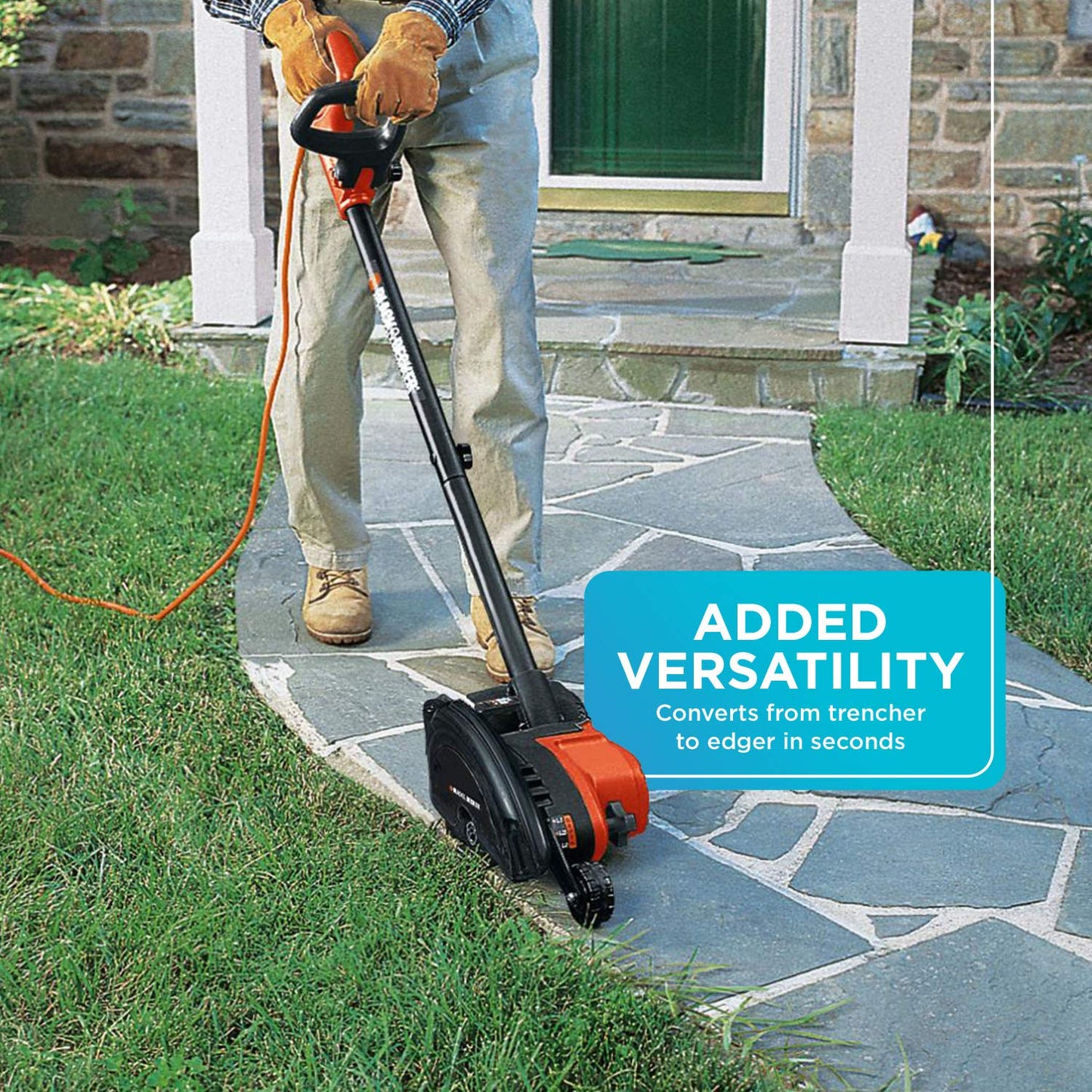 BLACK+DECKER Lawn Edger Trencher 2 in 1, 12 Amp 7.5 in. Electric Edger Lawn Tool for Landscaping and Trench Digger, 3 Height Settings, Corded (LE760FF)