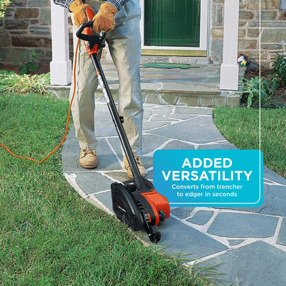BLACK+DECKER Lawn Edger Trencher 2 in 1, 12 Amp 7.5 in. Electric Edger Lawn Tool for Landscaping and Trench Digger, 3 Height Settings, Corded (LE760FF)
