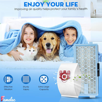 Miele 3D Airclean Vacuum Cleaner Bags & HEPA Filters - 8 Bags & 4 Filters for Compact C1/C2, Complete C1 S241/S290/S300i, S4/S6 Series