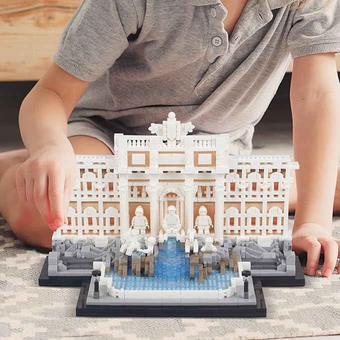 2000pcs Trevi Fountain Archiecture Micro Mini Building Blocks SetCreative Ideals Roman Landmark Model Collection for 14+ Boys Girls or Adults