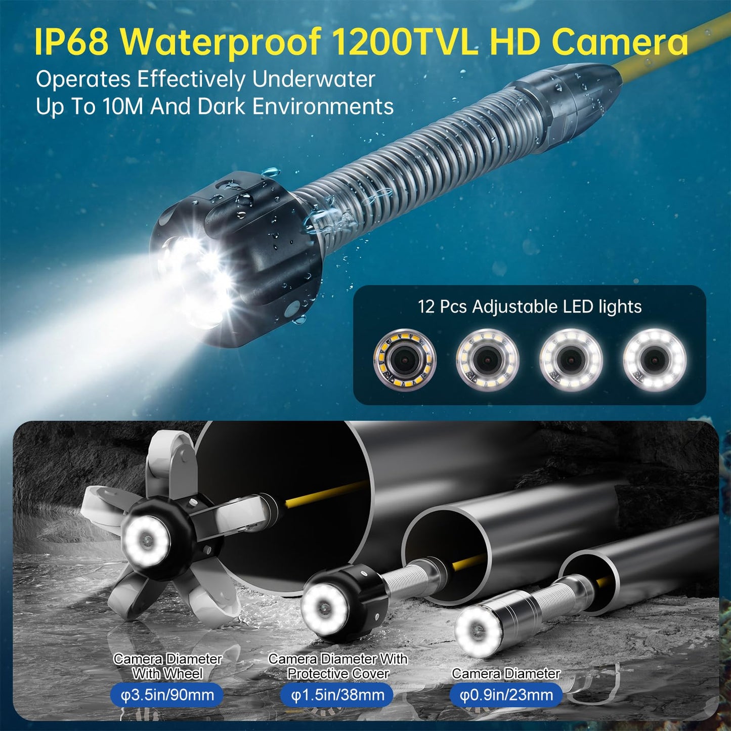 Sewer Camera with Locator 512hz,Drain Camera 100ft, 5" HD with DVR Function & 32GB, Industrial Endoscope for Home Wall Duct Drain Pipe Plumbing（100ft/30M）