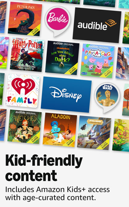 Amazon Echo Pop Kids (newest model), Enjoy age-appropriate audiobooks, interactive games and Alexa+ experiences to create and learn, Disney Princess design
