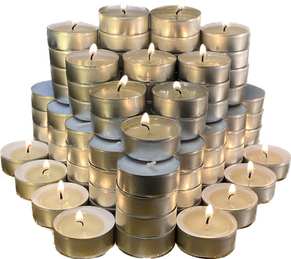 Generic Premium European Wax Tea Light Candles - Bulk Pack of 100 | Long-Lasting, Smokeless & Dripless | Ideal for Weddings, Romantic Nights & Home Decor, White
