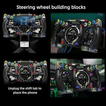 Racing Simulator Steering Wheel Building SetFormula Racing Steering Wheel Toy with Display Stand &amp 360 ° RotatingCompatible with lego Car KitHome Office Decor Gift for Racing Lovers &amp Adult