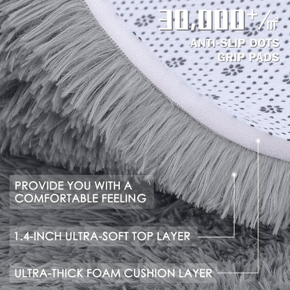 OLANLY Large Area Rug - Soft Fluffy Shaggy Indoor Carpet for Living Room & Bedroom | Light Grey 7x8
