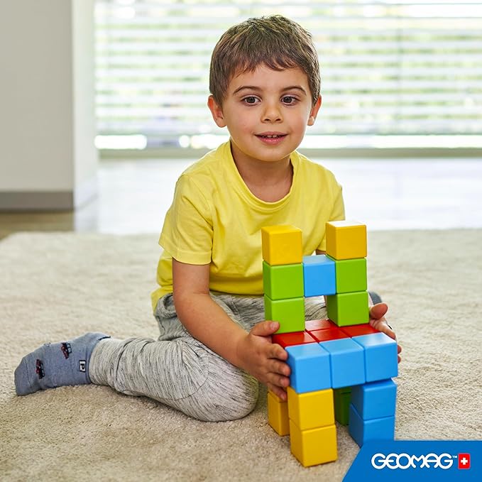 Geomag Magicube Magnetic Building Blocks for Toddlers Ages 1–5 Swiss-Made STEM Toy (24-Piece - Montessori)