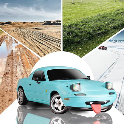 LD1804 1/18 RC Drift Car Mini Mazda MX-5 RC Model with 3pcs Upgraded 1200mah Battery 2.4GHz RWD Drifting Remote Control Car for Adults Hobby Toys(Blue)