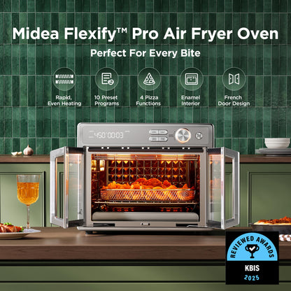Midea Flexify Pro French Door Air Fryer Toaster Oven, Premium Cooking Experience with Precision Heat, Easy-Clean Enamel Interior & Modern Control, 26.4 QT