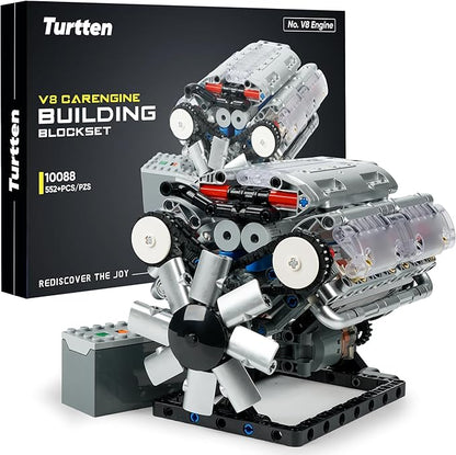 V8 Engine Model Kit for Teens &amp Adults - Build Your Own Mini V8 Engine Kit with Visible Combustion Engine That Works Functional DIY Engineering STEM Kit w/ 535 Pieces for Ages 14+