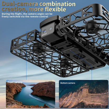 UAVRIAO Foldable Pocket Mini Drone with 2K Camera, Auto Follow, Selfie Drone, Screen Remote Control, One-Key Takeoff/Landing, 360-Degree Mesh Protection, Stunt Mode Suitable for Adult Beginners
