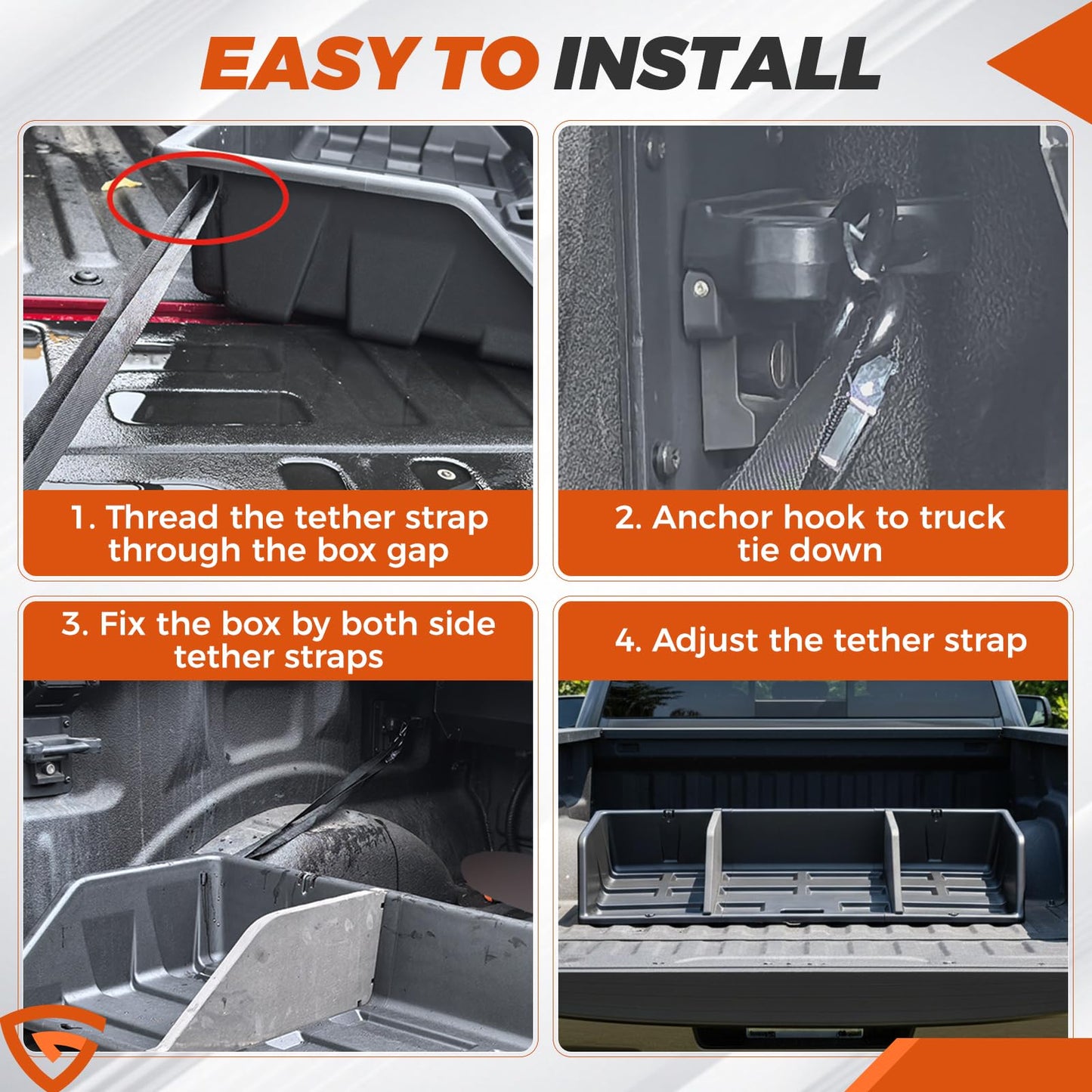 GEARLAST 48 inch Truck Bed Cargo Box, Truck Bed Organizers and Storage,Truck Bed Storage System with Isolation Netting and Tarpaulin, Tailgate-slide Design for Effortless Loading/Unloading