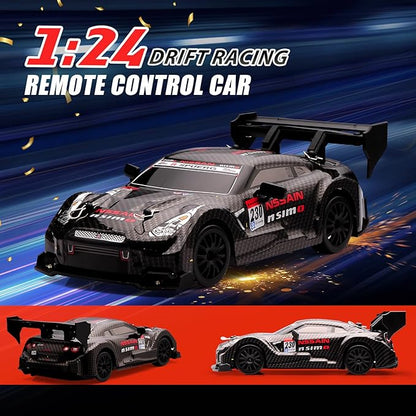 1:24 Scale RC Drift Car4WD 2.4GHz High Speed Racing Hobby Sport Toy Car Vehicle with LED LightsRacing and Drift Wheels for Adult Boys Girls Kids Gift (8601-Black)