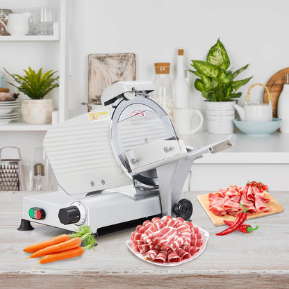 10" Commercial Meat Slicer 550W Dual Motors, Adjustable Thickness 0-14mm, with Safety Blade Cover & Sharpener - for Deli, Restaurant, Home Kitchen Slicing Beef, Ham, Vegetables