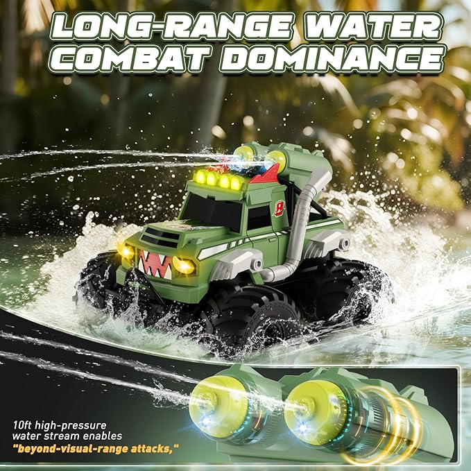 Remote Control Car Waterproof Monster Truck Toys RC Cars for Boys 1:18 Amphibious 4WD All Terrain Off-Road Pickup Toy Trucks Christmas Birthday Gift Boys Girls Kids Ages 6 7 8-12 Years Old