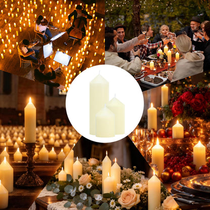 Trxvxo 72 Pcs Ivory Pillar Candles Bulk Set，3 Different Lengths 2 x 3/6/8 Inch (24 Each)，Hurricane Candles，Dripless Unscented Smokeless，Gives You a Better Atmosphere When Organizing an Event Party.