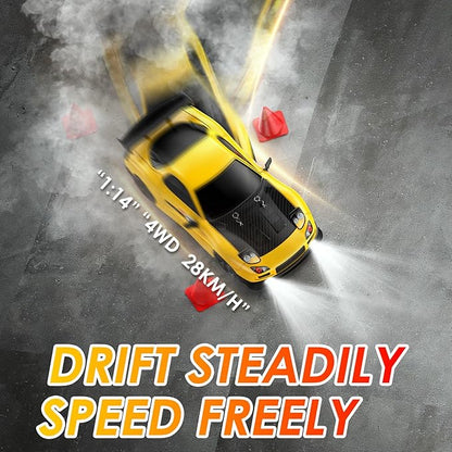 RC Drift Car 1:14 4WD Drift Remote Control Car 2.4GHz 28km/h Drift RC Car LED LightsRacing and Drift Tires RTR for Teens Kids Boys
