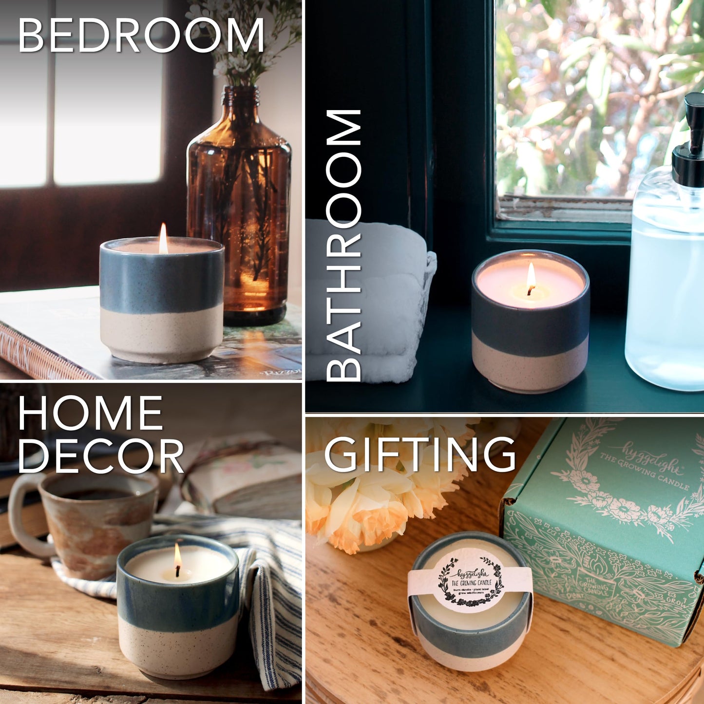 Hyggelight - The Growing Candle, Chai Scented, 8.5oz Ceramic Pot, Aromatherapy Candles for Home, 100% Soy, Willow