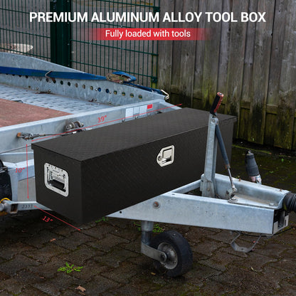 ExploreHorizon 39 Inch Aluminum Truck Tool Box, Truck Bed Storage Box With Security Lock and Wider Handles, Heavy Duty Waterproof Tool Box Organizer Chest for Pick Up Truck Rv Trailer - Black