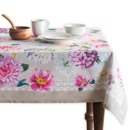 Maison d' Hermine Table Cloth Square Table 100% Cotton 54 x 54 Inches Tablecloth Reusable Decorative for Dining Kitchen Room Farmhouse Home Gifts for Mothers Day Spring Summer - Pivoine