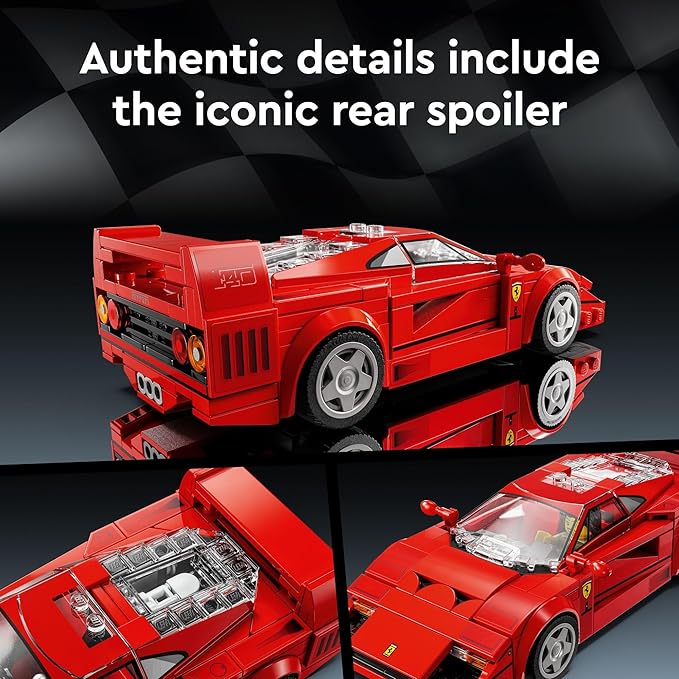 LEGO Speed Champions Ferrari F40 Supercar Toy Car Model Building Set with Driver Minifigure Collectible Ferrari Toy for Kids Ages 9 and Up 76934