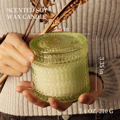 Hidden Label Decorative Jar Candle,Wood Wick Candles, Fresh Cotton + Citrus &Sage Scented Candle