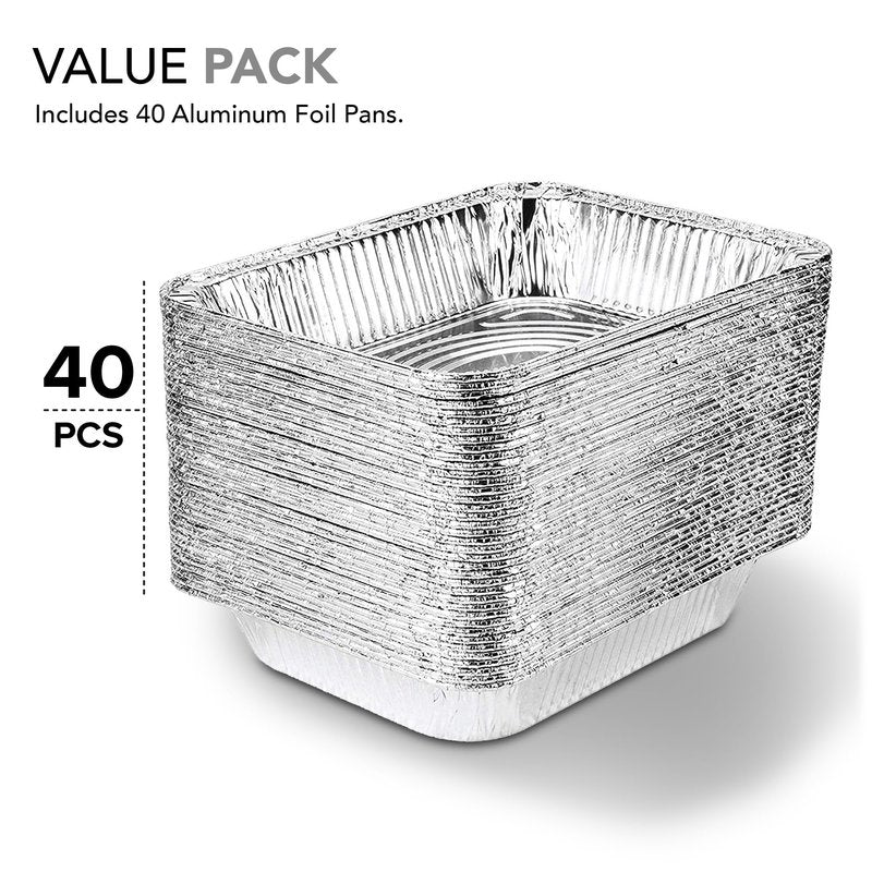 Stock Your Home 9x13 Aluminum Pans (40 Pack) - Disposable and Recyclable Foil Trays - Half Size Steam Table Deep Pans - Tin Foils for Cooking, Heating, Storing, Prepping Food
