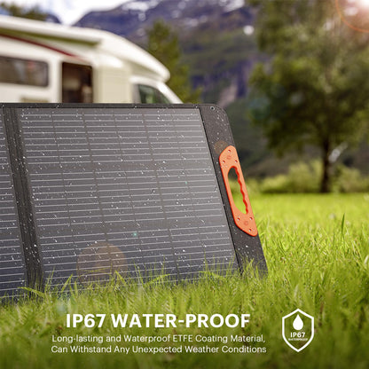 ZOUPW 200 Watt Portable Solar Panel for Power Station,RV Essentials,200W 20V Foldable Solar Charger with Solar Cable,23.5% High Efficiency IP67 Waterproof 4 Kickstands for Camping RV Road Trip