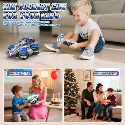 High Speed Remote Control Car Rc Drift 25KM/H 360° Rotating 2.4 GHz 4WD RC Cars for Boys Girls Adults RC Stunt Car with Lights &amp Music Wheelie Toy Car for Kids 4-8 8-16 Christmas Birthday Gift