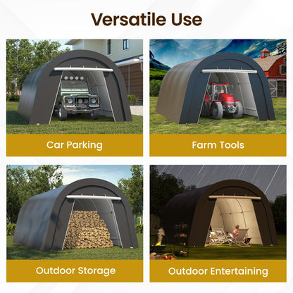 FansaFurn Heavy Duty Carport with 4 Cloth Bags, All-Weather Car Canopy with 2 Roll-up Doors, Portable Garage Storage Shelter Shed for Cars, Truck, or Garden Tools, 13' x 20'