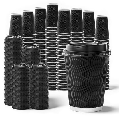 Commercial Coffee Urn 50 Cup/8L + 200-Pack 12oz Insulated Paper Cups with Lids | Complete Coffee Serving Bundle for Restaurant Catering, Church & Large Events