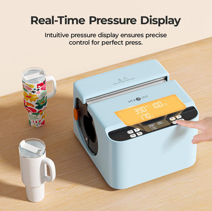 HTVRONT Auto Tumbler Heat Press - A200H Full Cup Transfer Heat Press Machine for 40 OZ Tumbler with Handle, Heat Even Cups Sublimation Machine with Adjustable Pressure & 4 Memory Modes, Blue