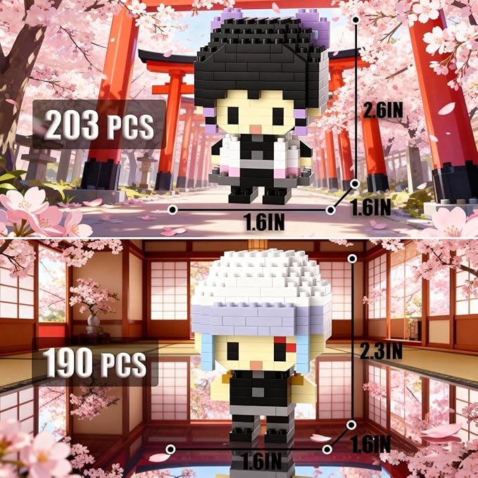10 Kill Demon Anime Figures Building Block Kit Set Top Popular Monster Slayer Characters Micro Brick Models Head Japanese Manga Toy Merch Collectible Valentine's Day Gift for Fans Teen 14+(2000PCS)