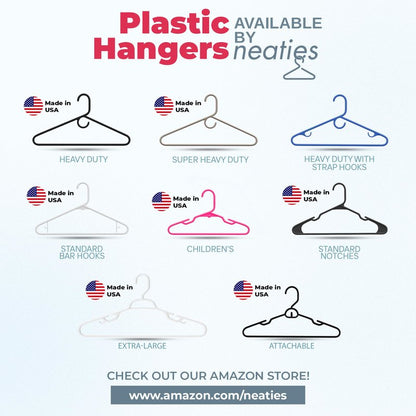 Neaties Heavy Duty Clothes Hangers 18 Pack – Made in the USA – 8lb Capacity Plastic Hangers for Adult Clothing – Durable for Pants, Coats, Jackets, or Jeans – White