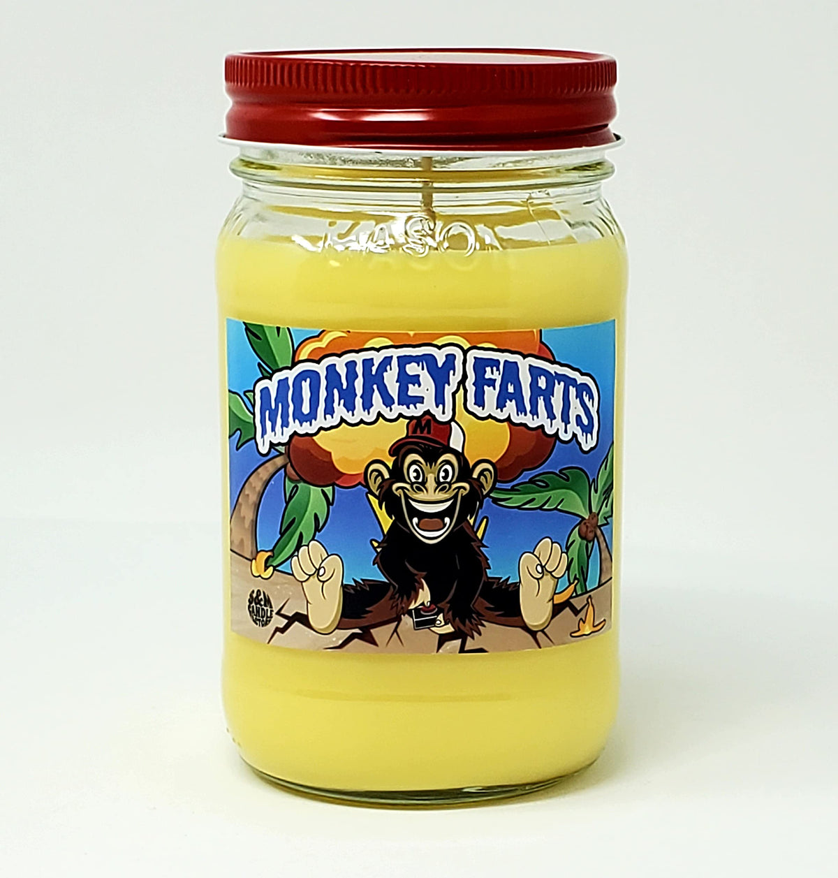 Monkey Farts Candle ~ Premium All Natural Soy Candle ~ Mason Jar Candle ~ Funny Candle with Amazing Scent (16oz Mason Jar)