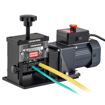 CREWORKS Automatic Wire Stripper Machine, 8 Channel Electric Wire Stripping Machine for 0.06 to 0.67 in. Copper Wires, Electric Cable Stripper Machine with 5 Blades and All-Copper Motor for Recycling