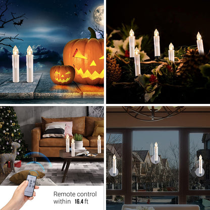MIXALY 24 PCS LED Flameless Taper Candles, Battery Operated with Remote Updated Timer Function, Flickering Warm White Light, Perfec for Window and Christmas Decor