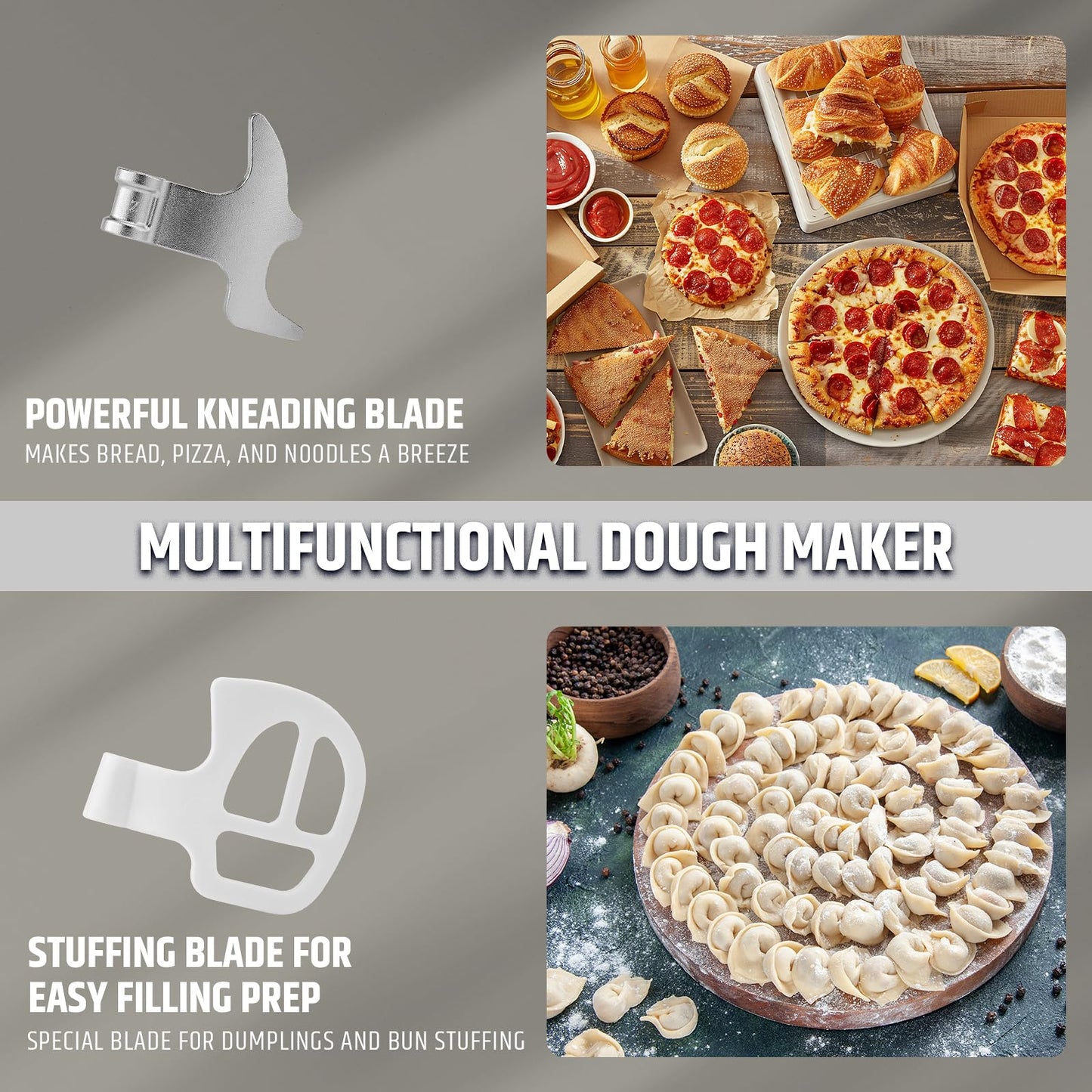 Razorri Electric Dough Maker, 5L 4.5QT Household Dough Mixer with Ferment Function, Microcomputer Timer, Stuffing Blade & Stainless Steel Bowl for Bread, Pizza, Noodles, Dumplings