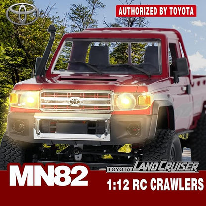MN-82 RC Rock Crawler Car 1/12 Scale Toyota Pickup Truck  2.4GHz 4WD Off-Road Remote Control Truck 2-Speed Modes 2×1200mAh Batteries All-Terrain Crawler for Adults Kids Indoor Outdoor (whth Gift)