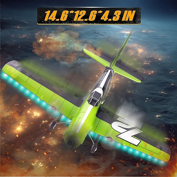 BEZGAR HQ089 RC Plane Drones for Kids 6-axis Gyro Remote Control Airplane RC Helicopter Easy Control for Beginners Toys with Colorful LED Navigation Lights(Green)