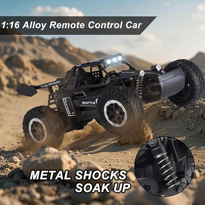 Remote Control Car RC Cars 1:16 All Terrain Monster Truck LED Headlights Outdoor 2WD Off Road Hobby RC 2.4GHz High Speed 20Km/h RC Car Toys Gift for Kids Boys 3 4 5-12 (Black)
