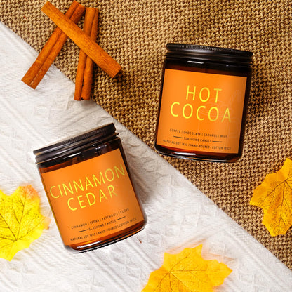 Fall Candles, Cinnamon & Cedar Scented Soy Candles, Autumn/Holiday/Halloween/Birthday/Christmas Gifts for Women & Men, 50-Hours Burning Time (7Oz)