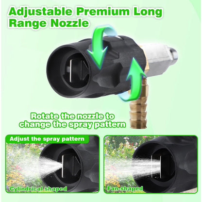 JOEJET Downstream Injector for Pressure Washer, Adjustable Chemical Injector Kit, Variable Power Washer Long Range Nozzle External Injection, 45 FT Siphon Hose, 4-4.5 GPM